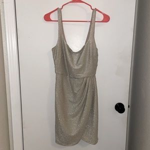 NWT Francesca’s holiday sparkle dress cream silver size Large